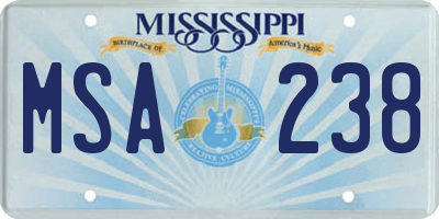 MS license plate MSA238