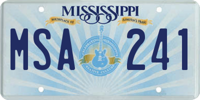 MS license plate MSA241