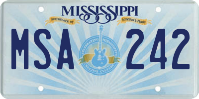 MS license plate MSA242