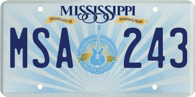 MS license plate MSA243