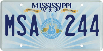 MS license plate MSA244