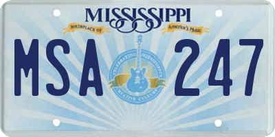 MS license plate MSA247
