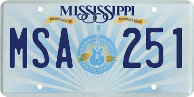 MS license plate MSA251