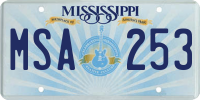 MS license plate MSA253