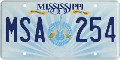 MS license plate MSA254