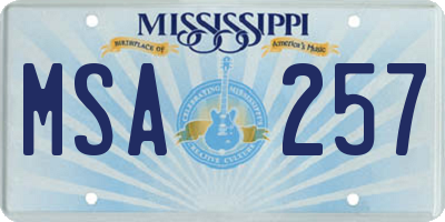 MS license plate MSA257