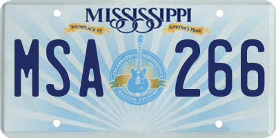 MS license plate MSA266