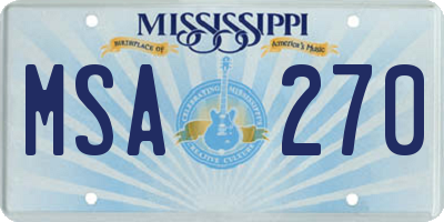 MS license plate MSA270