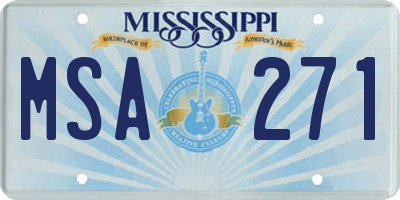 MS license plate MSA271