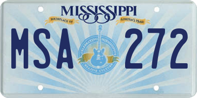 MS license plate MSA272