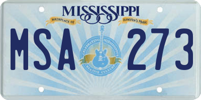 MS license plate MSA273