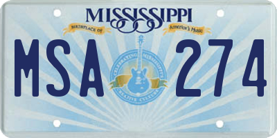 MS license plate MSA274
