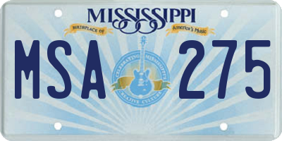 MS license plate MSA275