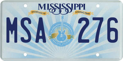 MS license plate MSA276