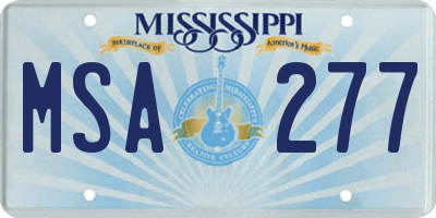 MS license plate MSA277