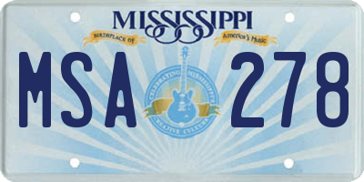 MS license plate MSA278