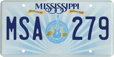 MS license plate MSA279