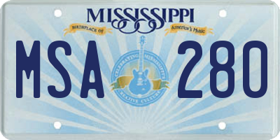 MS license plate MSA280