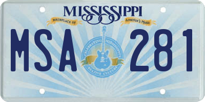MS license plate MSA281