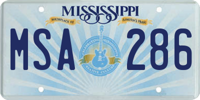 MS license plate MSA286