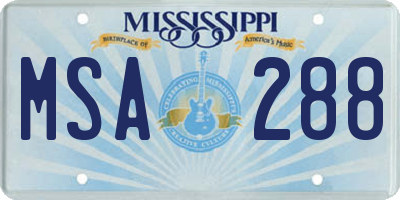 MS license plate MSA288