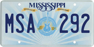MS license plate MSA292