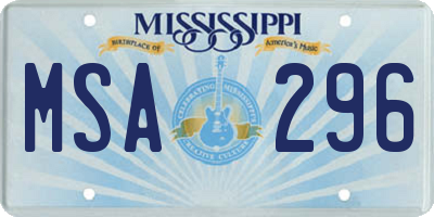 MS license plate MSA296