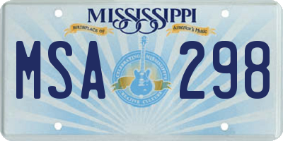 MS license plate MSA298