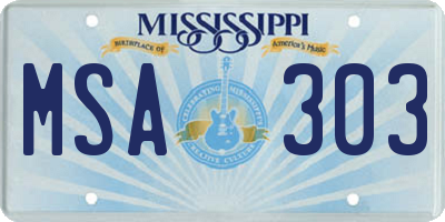 MS license plate MSA303