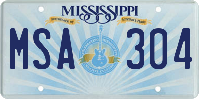 MS license plate MSA304