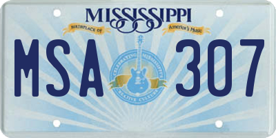 MS license plate MSA307