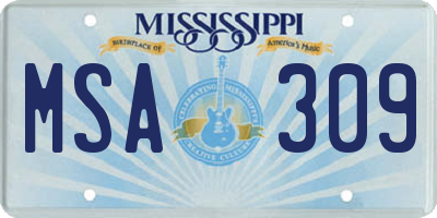 MS license plate MSA309
