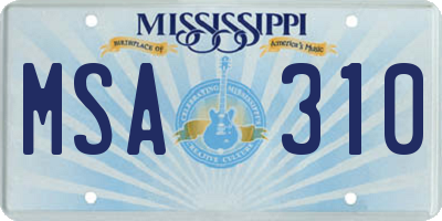 MS license plate MSA310