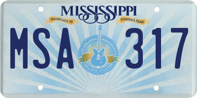 MS license plate MSA317