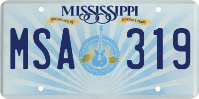 MS license plate MSA319