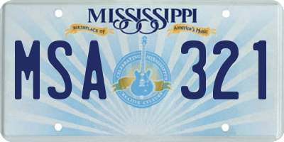 MS license plate MSA321