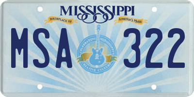 MS license plate MSA322