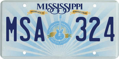 MS license plate MSA324