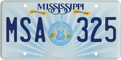 MS license plate MSA325