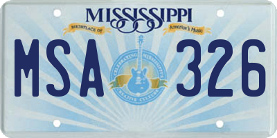MS license plate MSA326