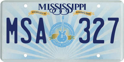 MS license plate MSA327