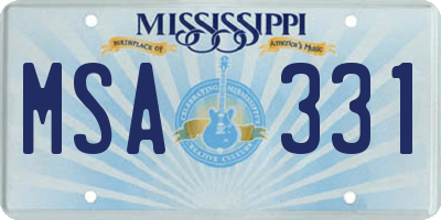 MS license plate MSA331