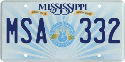 MS license plate MSA332