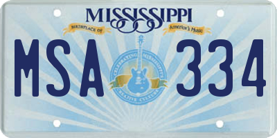 MS license plate MSA334