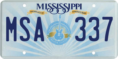 MS license plate MSA337