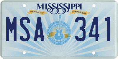 MS license plate MSA341