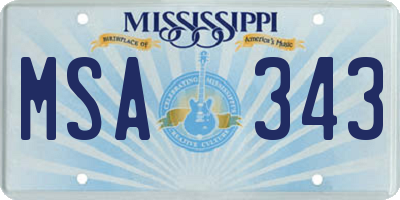 MS license plate MSA343