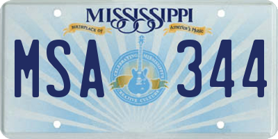 MS license plate MSA344