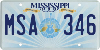 MS license plate MSA346
