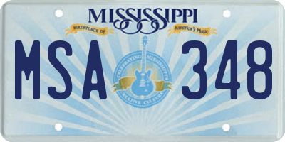 MS license plate MSA348